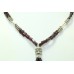 925 Sterling Silver designer Necklace red garnet chalcedony drops Gemstone